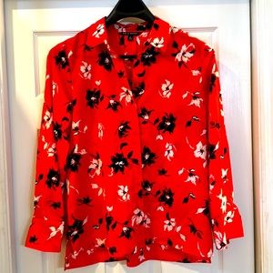 Zac & Rachel red/black/white button down blouse XL